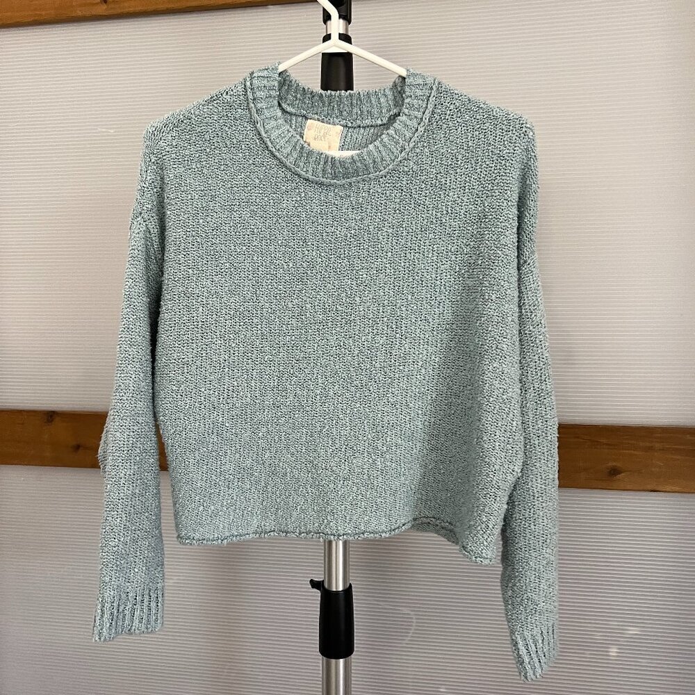 Hippie Rose Blue Crewneck Crop Knit‎ Sweater Sz M